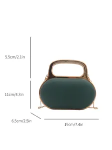 Dark green acrylic evening bag, elegant gold handle crossbody shoulder bag for women.
