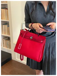 Rode lederen handtas handvat crossbody tas stijlvolle schoudertas voor dames dagelijks.