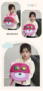 Niedlicher Kinder Cartoon EVA Rucksack rosa Bär leichter Vorschul Schulranzen für Kinder