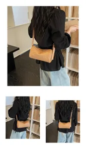 Chic woven cylindrical women shoulder bag stylish vintage PU leather crossbody bag summer new