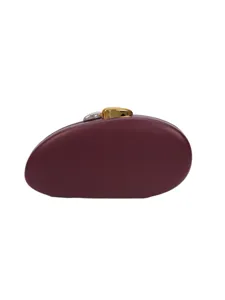 Κομψή μπορντό γυναικεία τσάντα βραδινή clutch από τεχνητό δέρμα PU με κομψό μεταλλικό κούμπωμα.