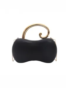 Borsa da sera a forma di arachide in pelle PU con manico dorato e tracolla a catena chic.