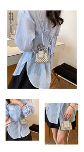 Handmade pearl beaded mini crossbody bag, chic style small handbag for women summer style.