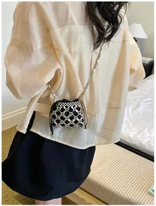 Handgemaakte kraal ketting crossbody tas voor dames, stijlvolle niche design trekkoord tas.