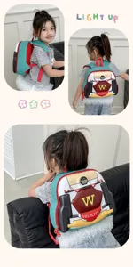 Detailed view of the cute EVA cartoon racing car kids backpack for kindergarten boys and girls.