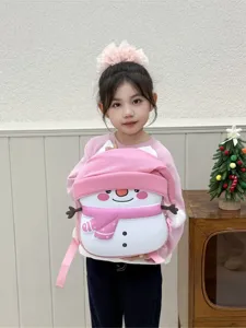 Cute pink snowman EVA toddler backpack for kids, lovely kindergarten school bag main view