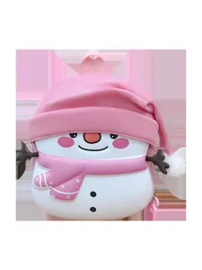 Cute pink snowman EVA shell backpack for kids, candy color kindergarten school bag.