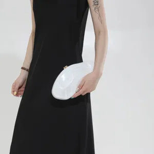 White marble acrylic hard shell clutch evening bag women fashion crossbody handbag main view