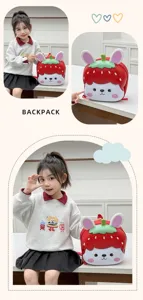 Cute cartoon strawberry EVA toddler backpack, lightweight preschool children school bag.