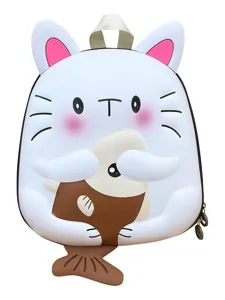 Joli sac à dos EVA chat mignon pour enfants de jardin d'enfants, léger cartable blanc.