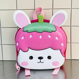 Cute strawberry rabbit EVA children backpack, lightweight school bag for kids and toddlers.