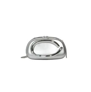 Silberne Abendhandtasche aus PU-Leder mit einzigartigem Metallringgriff und stilvoller Kette.