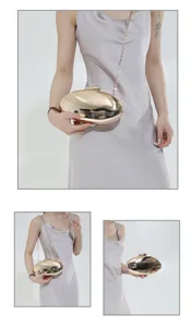 Elegante poccetta ovale in acrilico dorato con catena da donna borsa da sera chic