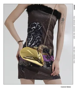 Metallische mangoformige harte Clutch Abendtasche mit Kette fur Damen elegante Party.