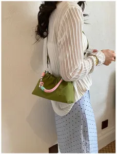 Sac à main vert couleur bonbon poignée tressée style coréen sac bandoulière tendance