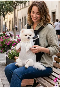 Atmungsaktiver Netz-Haustierrucksack für kleine Hunde und Katzen, leicht und tragbar.