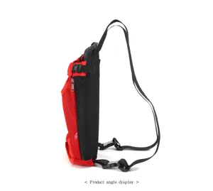Portable mesh pet backpack for cats and dogs, side view angle display, breathable design.