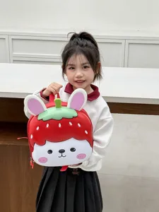 Cute strawberry bunny cartoon EVA kids backpack lightweight toddler school bag for boys and girls