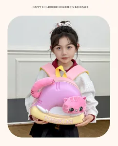 Grazioso zaino per bambini gatto in EVA con coda di peluche, zainetto leggero per bambine.