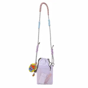 2026 verano nuevo color macaron moda malla cordón bolso de hombro para mujeres.