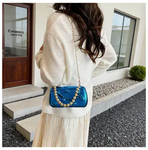 Borsa a tracolla a catena in acrilico color caramella da donna elegante borsa da sera estate.