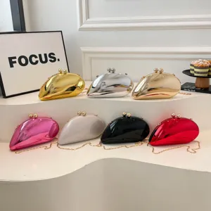 Mode Acryl Hartschale Abendtasche Einzigartige Mango Form Umhängetasche Mit Metallkette Damen Schulter Handtasche