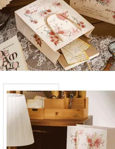 Vintage Rosen Schmetterling Geschenktüte dicker Karton Papier Verpackung für Geschenke.