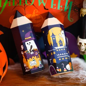 Halloween stiftformige geschenkboxen fur susigkeiten, suse geist schloss party verpackung.
