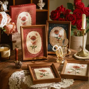 Retro Rose De Table DIY Puzzle Cadre Photo Ornement Fait Main En Bois Cadre Photo Saint-Valentin Cadeau D'Anniversaire Décoration Maison