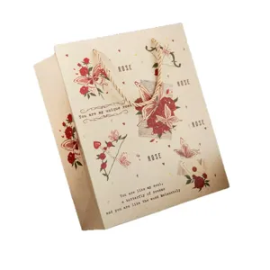 Vintage rose butterfly gift bag aesthetic paper packaging bag for Valentine's Day.