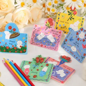 Romantic Little Rose Greeting Card Valentine Day Confession Message Card Flower Bouquet Decorative Tag Gift Packaging