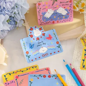 Cute greeting cards with rabbit and rose designs, ideal for Valentine gift and daily messages.