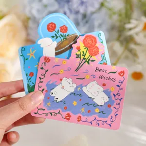 Cute rabbit and rose greeting card, perfect for Valentine's day bouquet packaging and messages.