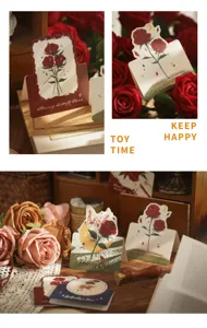 Carte de vœux pop-up rose vintage papillon cartes pliantes pour fête romantique anniversaire