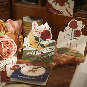 Carte de voeux 3D vintage rose amour romantique papillon cartes pour anniversaire fête des mères