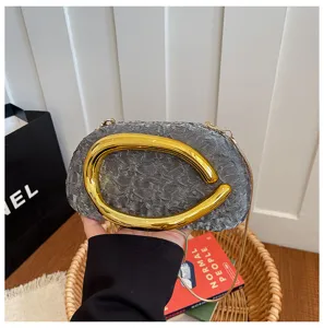 Women irregular evening bag luxury acrylic clutch gold handle chain shoulder bag
