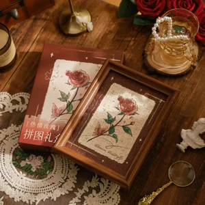 Cadeau de cadre photo puzzle DIY rose vintage pour décoration d'anniversaire jouet