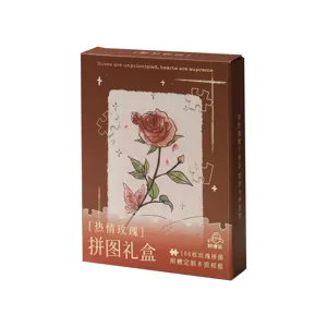 Boite cadeau puzzle rose vintage 108 pieces avec cadre photo en bois personnalise.