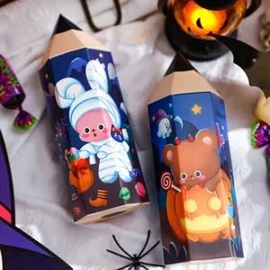 Halloween snoep cadeau verpakking papier doos, schattige potlood vormige cartoon traktatie doos.