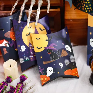 Halloween cartoon pillow candy gift paper boxes for party celebration packaging.