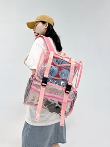 Transparenter PVC Rucksack Lässig Große Kapazität Wasserdicht Schultasche Funktionell Reise Daypack Für Damen Und Herren