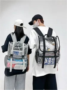 Transparenter PVC Rucksack für Damen Herren, große Kapazität, trendiger Reiserucksack.