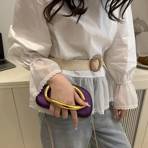 Elegante violette Acryl Box Clutch Tasche mit Goldgriff, vielseitige Umhängetasche Mode.