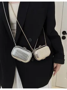 Modieuze Acryl Box Crossbody Tas Voor Dames Luxe Effen Kleur Mini Schouderketting Avondtas Met Sluiting
