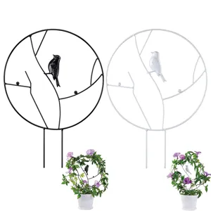 Metall Garten Pflanzengitter, dekorativer Vogel Ast Stützring für Topf Kletterblumen.