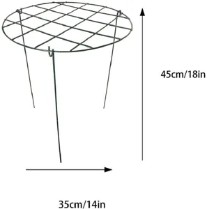Garden plant support grid detail view showing 45cm height and 35cm width iron wire.