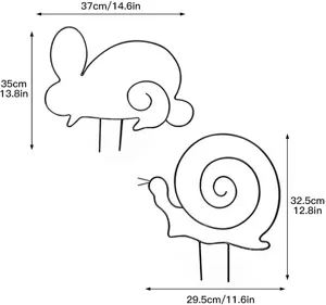 Metall garten pflanzen spaliste set hase und schnecke form stuetze 37x35 29.5x32.5cm