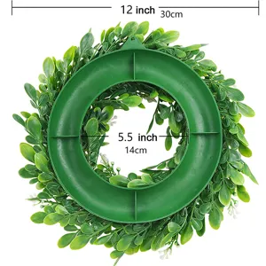 Artificial green leaf wreath 12 inch 30cm spring floral door wall hanging decoration detail