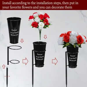 Friedhof Grab Vase Halter Metall Eisen Blumenständer Grabschmuck für Friedhofsdeko