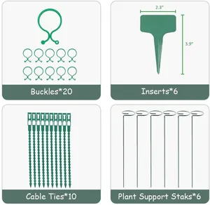 Garten Pflanzen Stuetzen Clips und Binder Set, langlebiges Kunststoff Zubehoer fuer Kletterpflanzen.